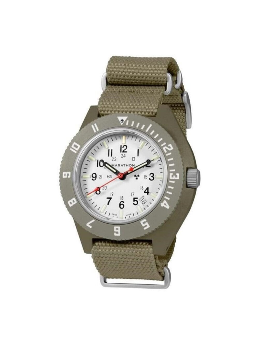 NWT Marathon 41Mm Code Green Nav-D Quartz White Dial Unisex Watch